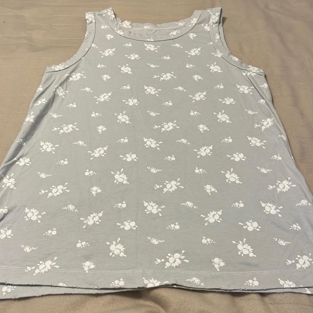 Current/Elliott Baby Blue Floral Distressed Tank Size 3